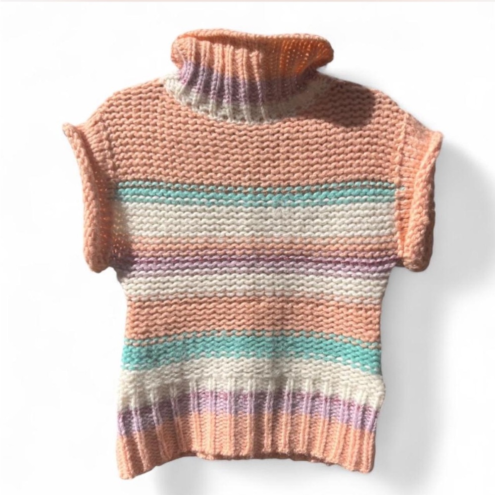 🤍 Vintage Y2K Bebe 🇮🇹 Retro Sweater Vest Top Turtleneck Sleeveless Chunky M